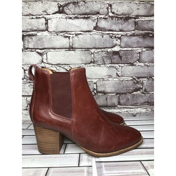 Madewell The Regan Cabernet Leather Chelsea Ankle Boots Women 8.5M US/39 #J8307 - Picture 5 of 16